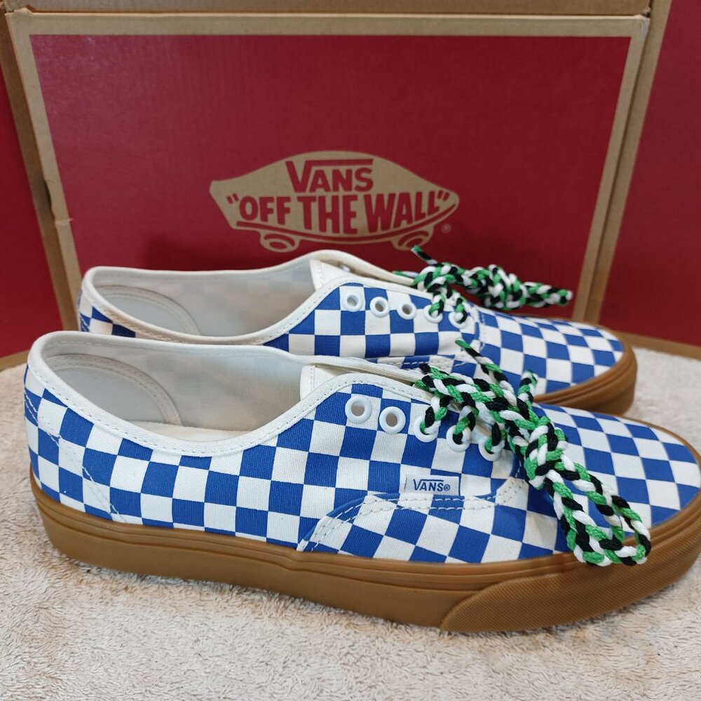 Vans Men's 9.5/Women's 11 Authentic Blue/Gum Checkerboard VN0009PVY6Z